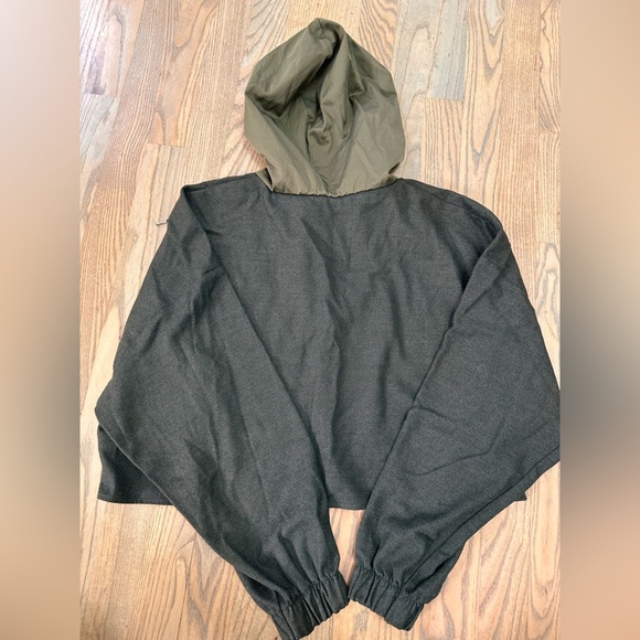 Zara Olive Green Cropped Hoodie - Picture 4 of 4